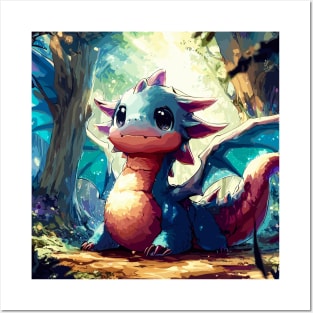 Cute blue dragon Posters and Art